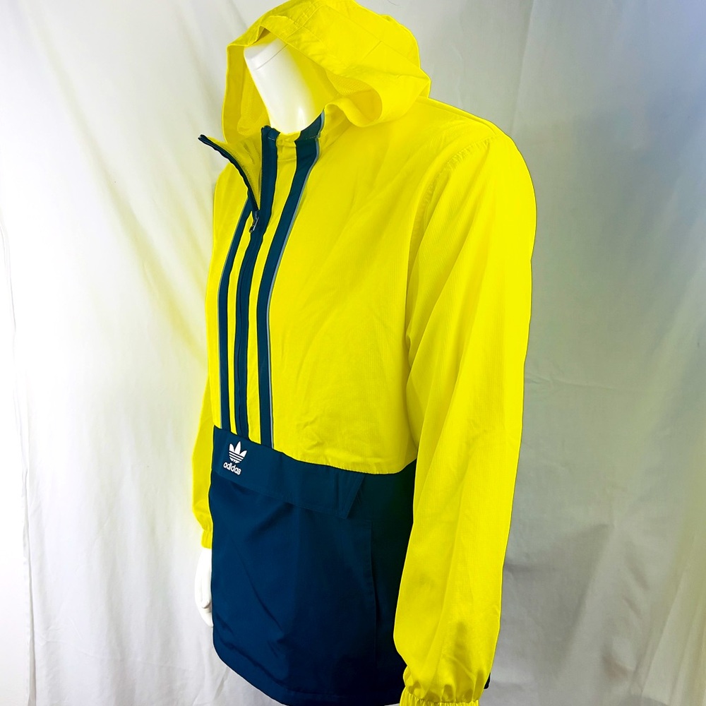 ADIDAS ORIGINAL WINDBREAKER, ANORAK HOODIE,YELLOW & BLUE,MEDIUM,100% POLYESTER - Picture 2 of 16